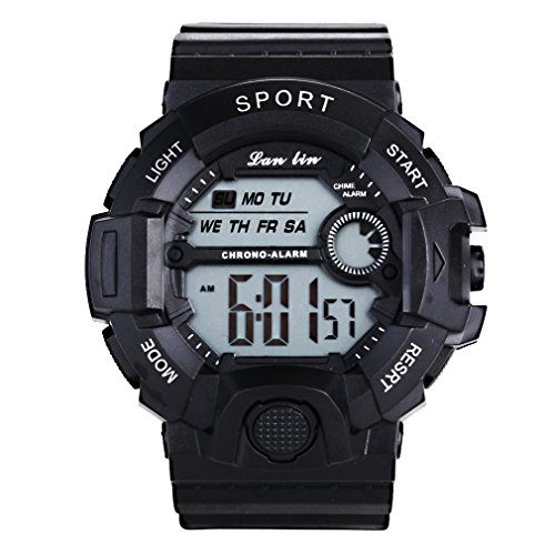 Preisvergleich Produktbild Yazilind Unisex Sportuhr Multifunktions Led Licht Digital wasserdichte Armbanduhr (schwarz)