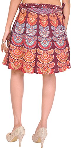 Image of Exotic India Sanganeri Wrap-Around Mini-Skirt with Printed Motifs