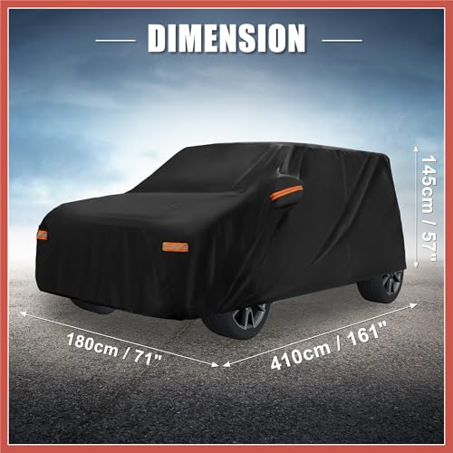 Image of ACROPIX Car Cover for Kia Soul 2009-2024 210D-PU Oxford Outdoor Full Car Cover All Weather Waterproof Windproof Sun Protection with Driver Door Zipper Black Car Parts