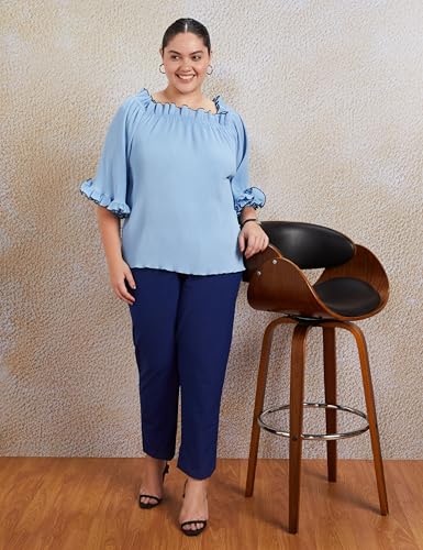 Image of Amazon Brand - Symbol Women's Tapered Fit Formal Trouser (Mid Rise | Ankle Length |Formal Pants | Office Wear) (Available in Plus Sizes)
