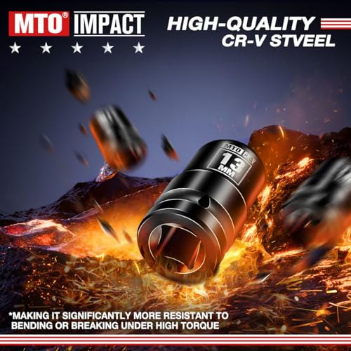 Image of MTO 1 /2 inch Drive 13mm Shallow Impact Socket, 6-Point Metric Socket for Automotive Maintaince, CR-V Steel Meets ANSI Standards