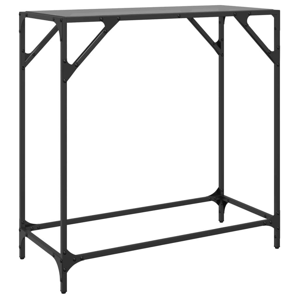 Konsole Tisch mit Glasplatte Schwarz 80x35x81 cm aus Stahl ideal für Flur Eingang Wohnzimmer Schlafzimmer platzsparend mit Wandhalterung, dekorativ und robust für Stauraum und Präsentation