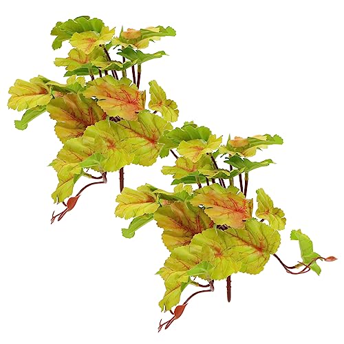 POPETPOP 1set Simulated Plants for Reptile Case Decoration Lifelike Ornament for Terrarium Tank Safe Material for Snake Lizard and Gecko Habitats 2pcs
