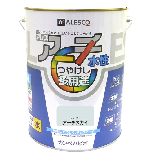 カンペハピオ ペンキ 塗料 水性 つやけし アーチスカイ 4L 水性塗料 日本製 アレスアーチ 00227652741040