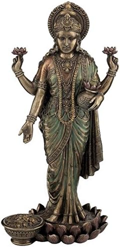 CRAFTSTRIBE 10.5" Hindu Goddess Lakshmi Bronze Finish Statue Figurine Sculpture