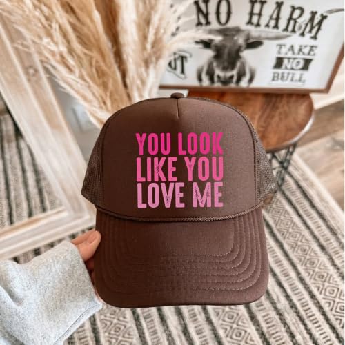 Image of You Look Like You Love Me Trucker Hat Country Song Lyrics Adult Classic 5 Panel Mesh Snapback