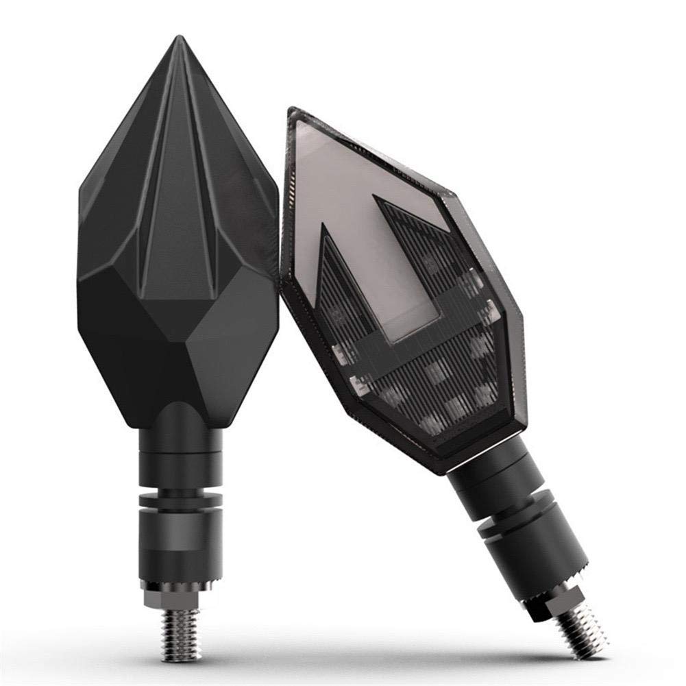 AUTO BEAST Universal Motorcycle Arrow Shaped Dual Color 24 LED Bike DRL Turn Signal Indicator Lights (Blue, Amber) - Set of 4