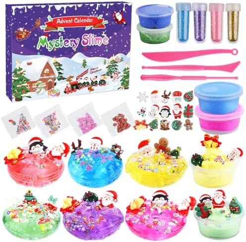 Schleim Adventskalender 2025 für Mädchen Jungen, fluffy Slime Kinder