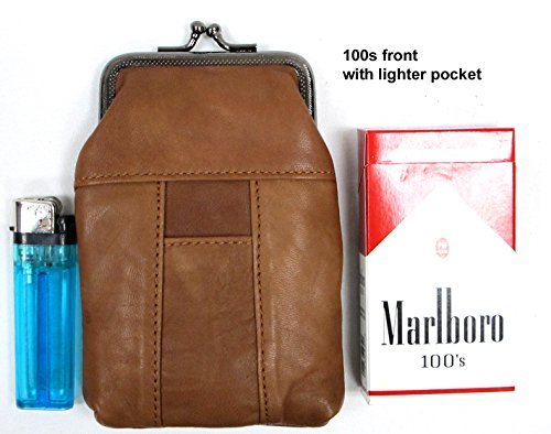 Snap Top Genuine Soft Leather Cigarette Case 2Pc For $11.99 Black + Brown #TOP3