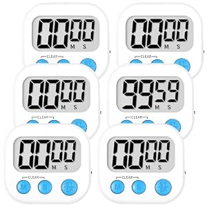 ZILLEEN Digital Kitchen Timers for Cooking Kids White 6 Pack