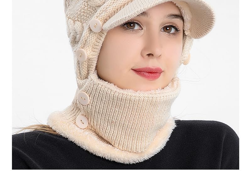 Winterwarme Strickmütze, Sturmhaube, Gesichtsmaske, Halstuch-Set, Mütze, Fleece-Skimaske
