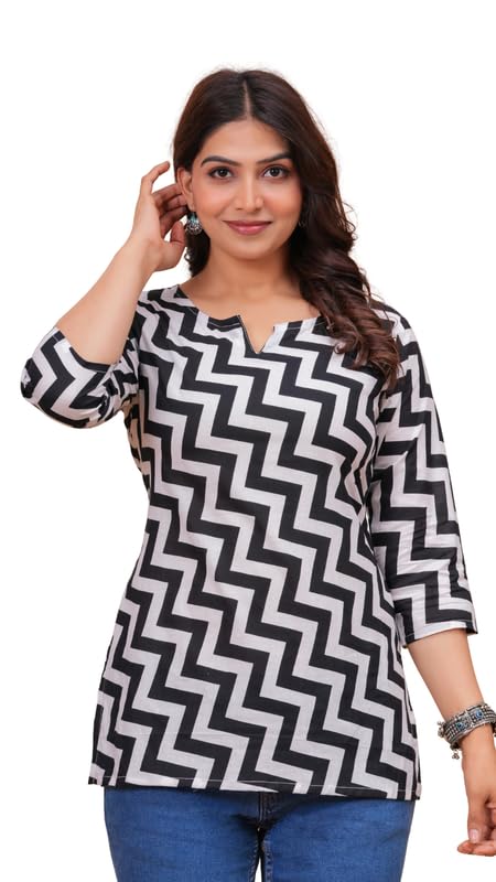 Image of SIROTA Rayon Short Top for Women | Tunic for Jeans | Western Short Kurti | Stylish Straight Ladies Kurta | Ethnic Kurta for Girls
