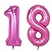 NUOLUX 40-inch Foil Balloons Number 18 Balloons for Birthday Anniversary Decoration (Pink)