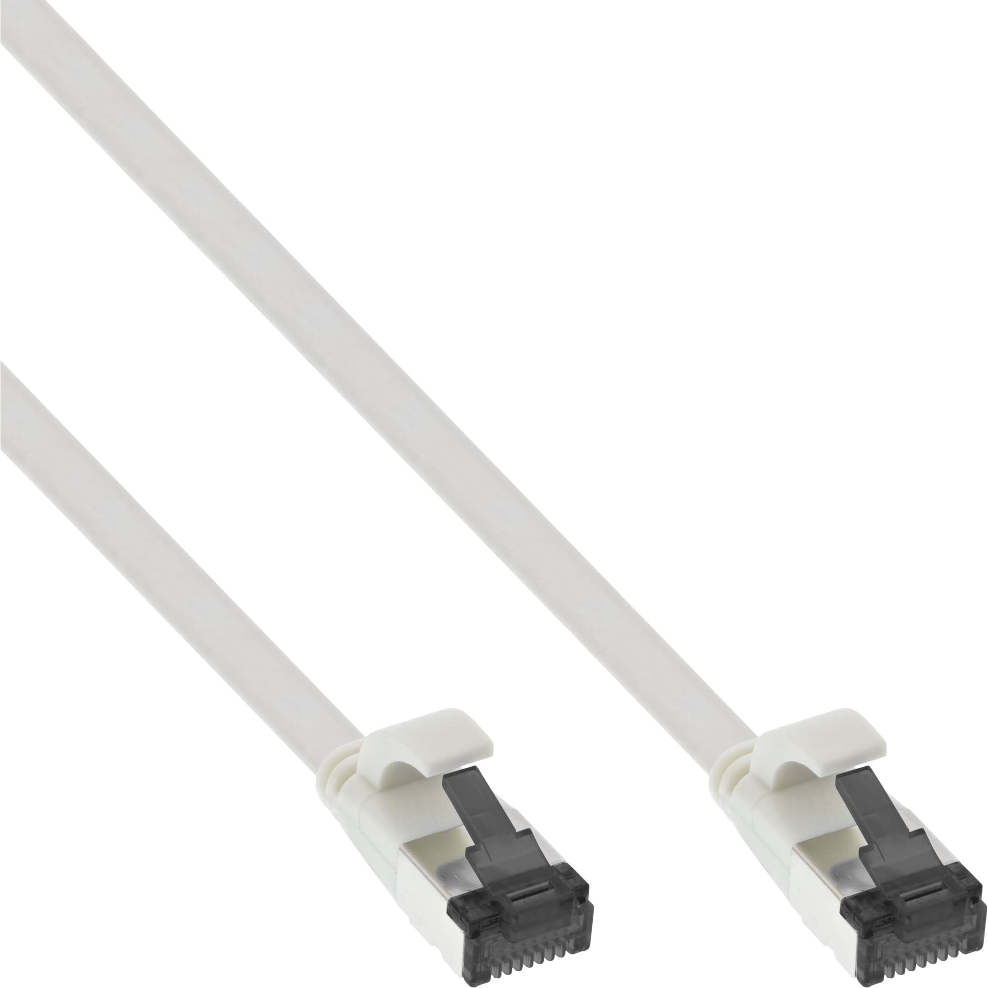 InLine® Flat Patch Cable U/FTP Cat.8.1 TPE Halogen- White 7.5 m