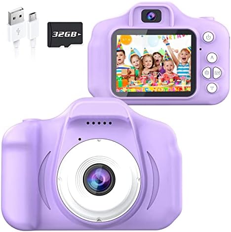 Tyseoome Kids Camera Toys for Girls,Christmas Birthday Festival Gift for Kids Digital Camera for Kids, Toys for 3 4 5 6 7 8 9 10 11 12 Year Old Girls with 32GB SD Card