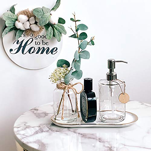image for JASAI 16OZ Cylinder Glass Soap Dispenser with Rust Proof Stainless Ste