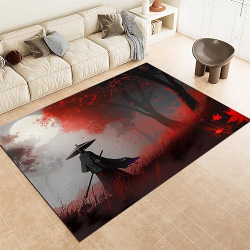 Tapis de salon japonais samouraï 80x150cm aux finitions soignées pour ado - 2