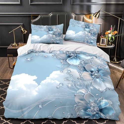 Housse de Couette 3D Confortable pour Lit Double Facile à Enfiler - 2