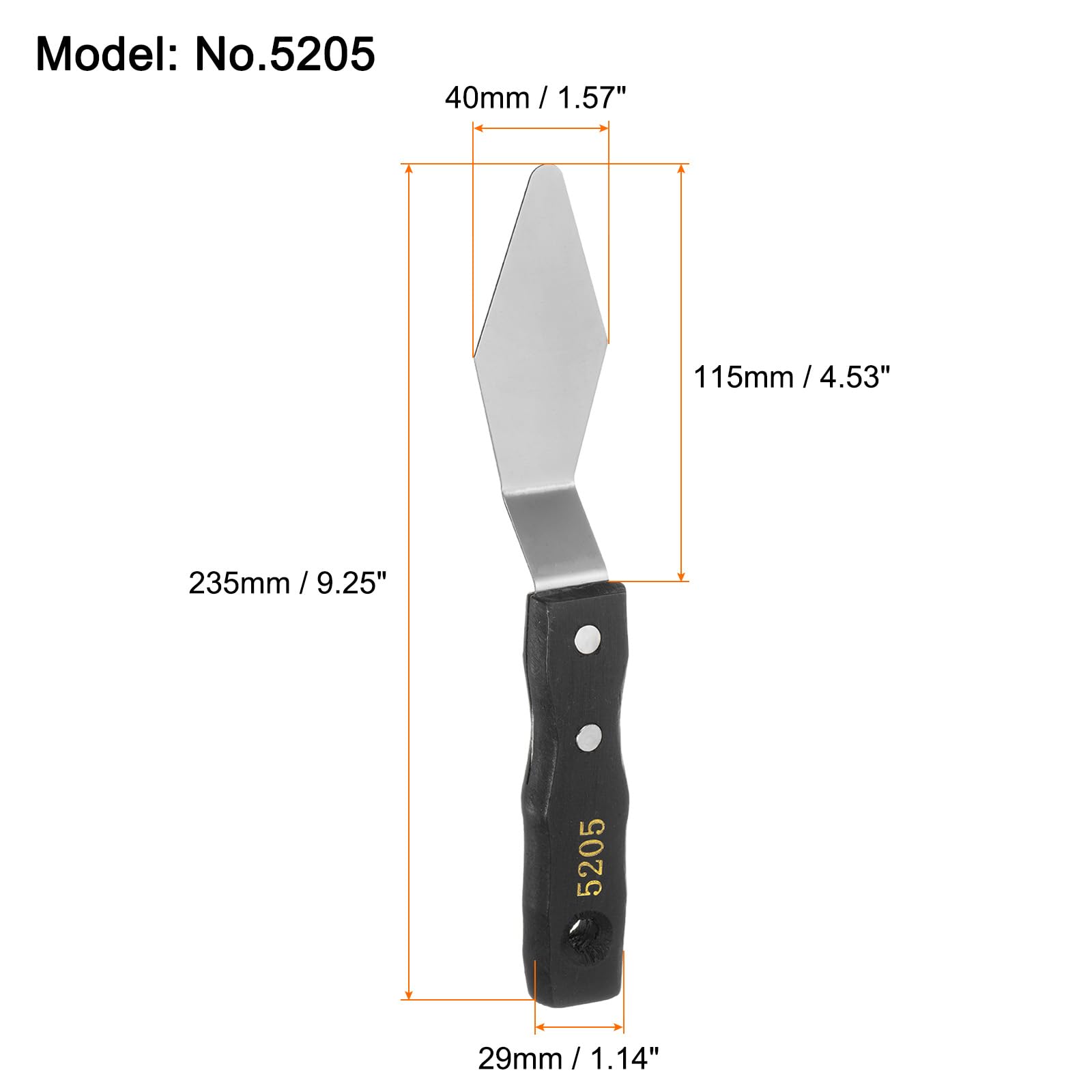 HARFINGTON 2pcs No.5205 Painting Palette Knives Stainless Steel Pointy Large Spatula Pallet Knife Metal Scraper with Wood Handle for Oil Acrylic Paint Canvas Color Mixing Spreading