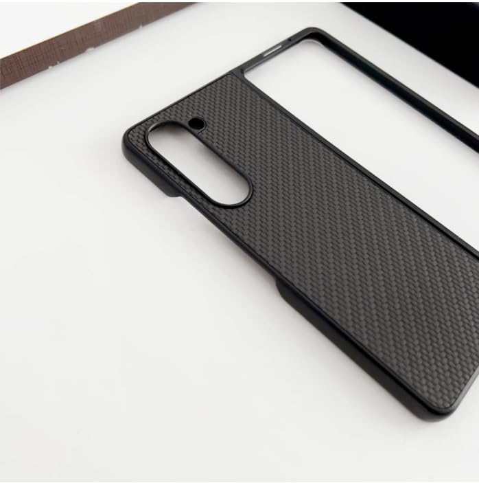 Image of Protective Case for Samsung Galaxy Z Fold 6 5G Carbon Fiber Leather Design Hard Polycarbonate Camera Bump Fold Case. (Black)