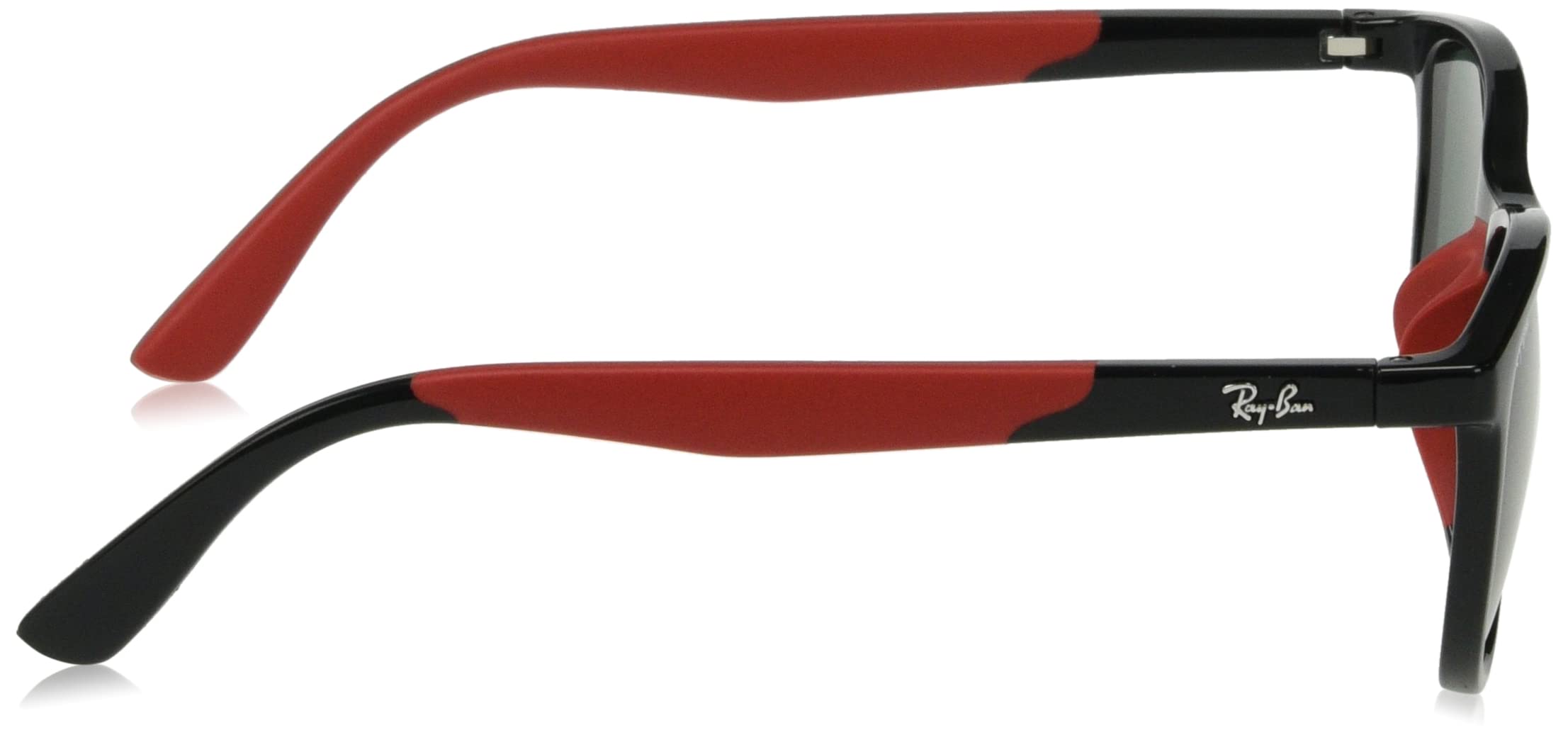 Ray-Ban Dziecięce okulary przeciwsłoneczne RJ9077SF Low Bridge Fit Square, Czarny na gumie czerwony/ciemnozielony, 49 mm