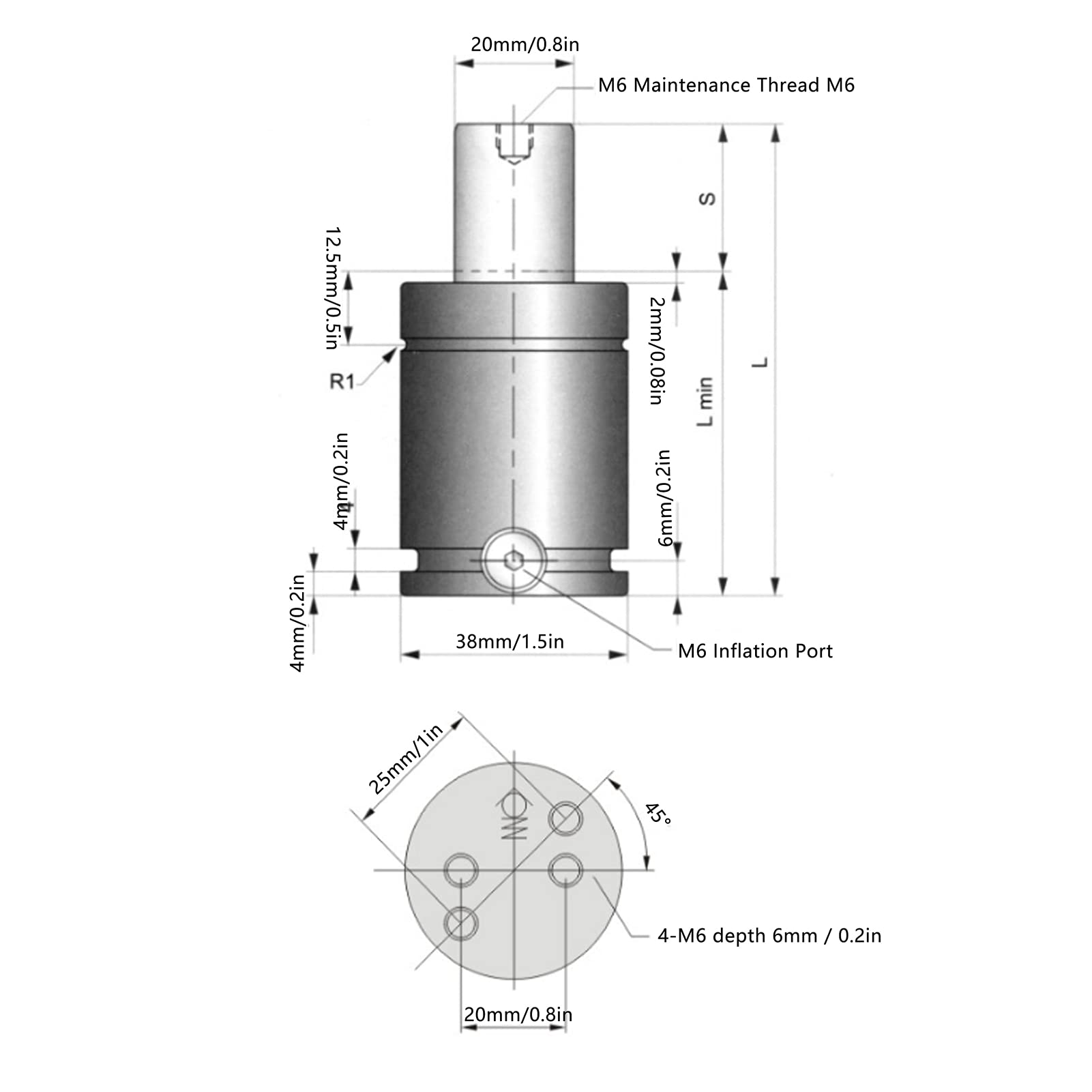 Cocoarm Molla a Gas di Azoto Molla a Gas in Lega con Stelo Serie 500 Cilindro da 38 Mm Stantuffo da 20 Mm Corsa Lunga Ad Alta Pressione Funzionamento Stabile per Stampaggio a Stampo (YX500-032)