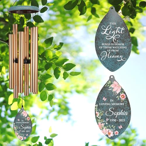 Image of ASTARIN Wind Chimes for Loss of Loved One, Personalized Sympathy Wind Chime for Women, Windchimes Outdoors Deep Tones, Remembrance /Sympathy Gifts Loss of Mother(Produced in Texas)