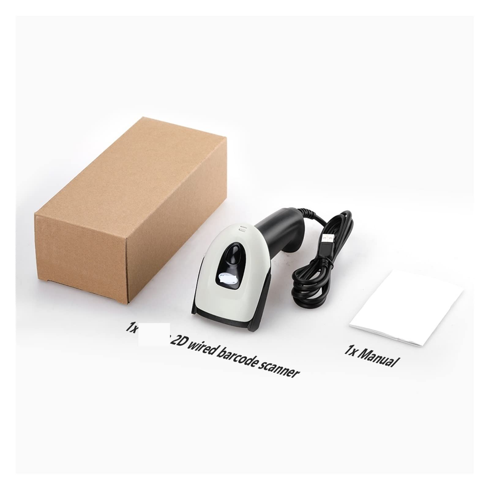 Escáner de código Barras 2D cableado, Mano USB Lector automático códigos 1D QR CCD Matriz Datos Código escaneo para Puntos de Venta en supermercados