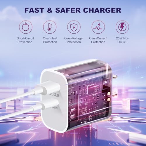 Image of Aolcev for iPhone Charger Fast Charging Bling 2 in 1 USB C Charger Block | Type C Fast Charging Blocks 25W Bling USB A USB C Adapter for iPhone 17 16 15 14 13 iPad Galaxy S26 S25 Rhinestones Pink