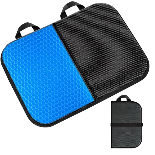 KBIBCK Cojín de asiento de gel, cojín de asiento plegable, cojín de asiento portátil de viaje para sentarse, cojines de alivio de presión de avión, cojín de asiento ergonómico antideslizante para