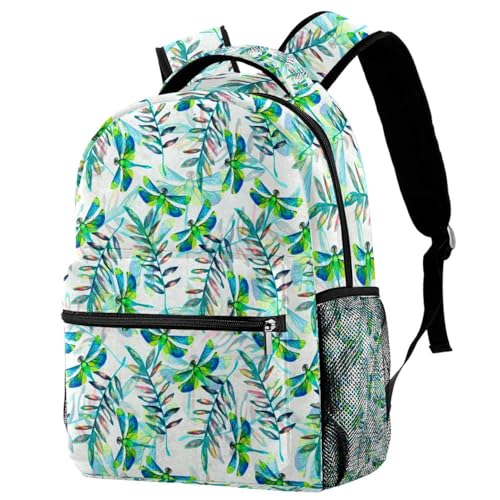 Sac à dos d'école libellule verte pour filles et garçons de 29x20x40cm