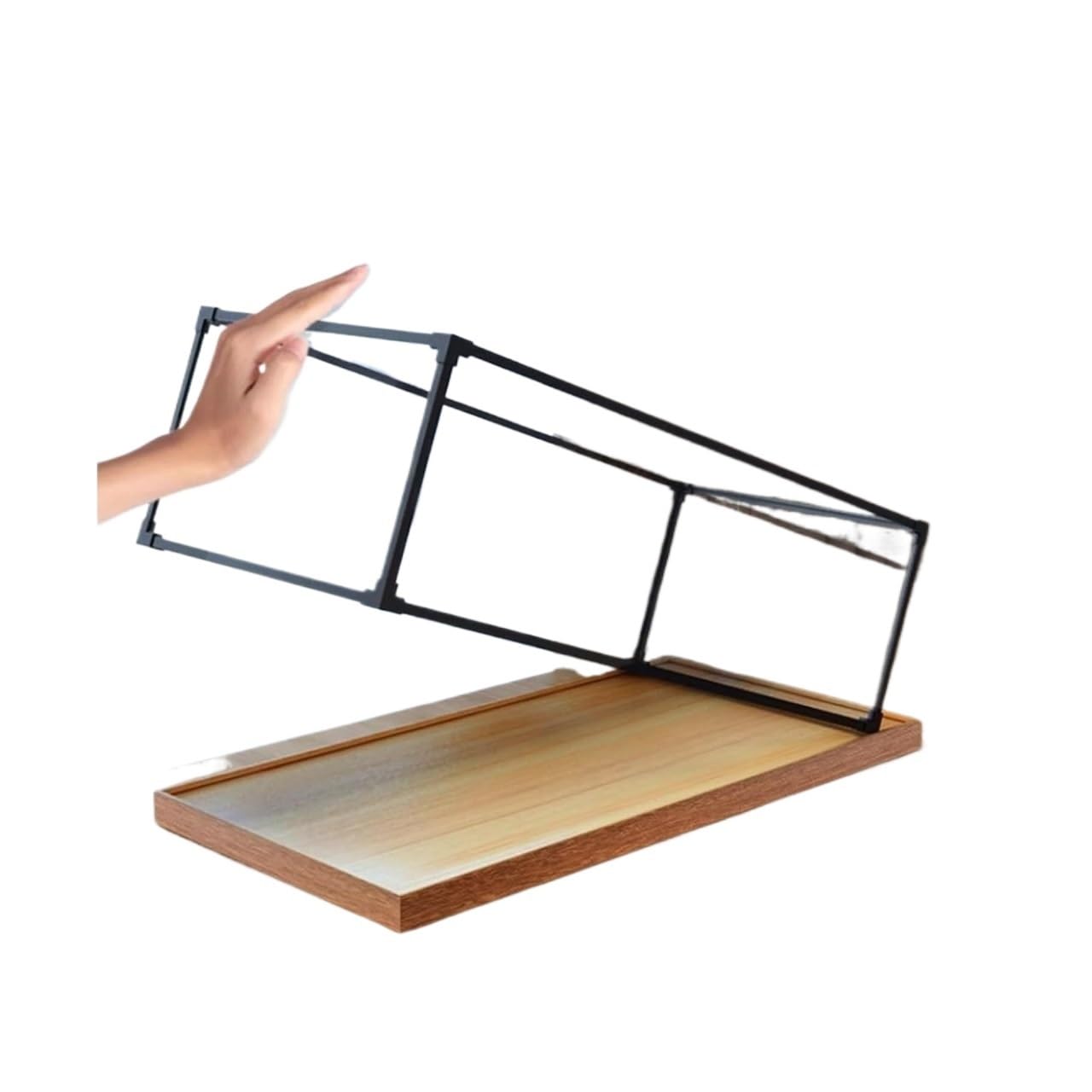 Vitrina de acrílico, Exhibición apilable de acrílico Transparente con tamaños múltiples Bajos Madera del Marco Negro(60x40x40cm(24x16x16in))
