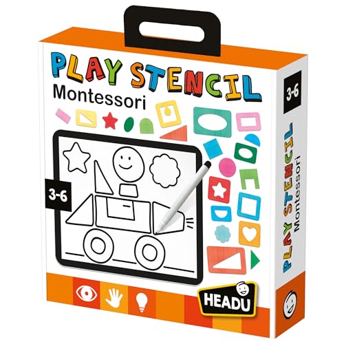 Headu Stencil Montessori, Educational Toys for Boys and Girls Ages 3-6 Years Old, Preschool Learning Toys, Teacher Homeschool Supplies, Birthday