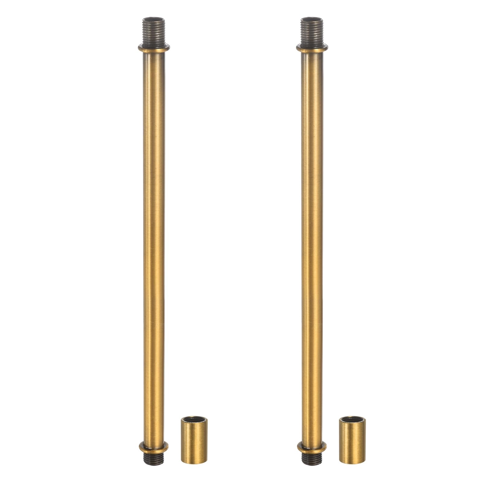 PATIKIL Straight Pipe Lamp Stems Rod Kit, 2 Set M10 Carbon Steel 200mm(7.87") Long Double End Thread Rod with Coupling Nuts Sleeve Connector for Table Lamps Chandeliers,Copper Gold โ image 1