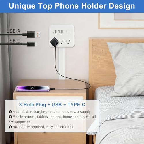 Protector eléctrico nn-szbdany modelo FDS258 con 7 tomas, 4 puertos USB, y protección contra sobrecargas, color blanco, 110V miniatura 6