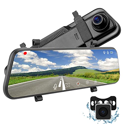 2.5K Mirror Dash Cam for Cars with 10" IPS Full Touch Screen, Night Vision , Waterproof Rear View Camera, Sony IMX335 Sensor Monitor for Car Loop Recording Streaming 170Â° Wide Angle Parking Assistance