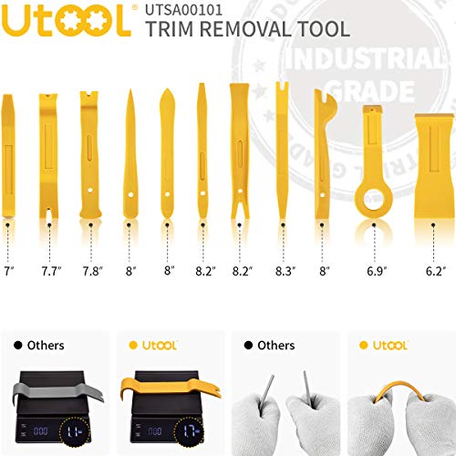 UTOOL Trim Removal Tool Kit Pro 18pcs for Auto Car Door Trim Panel Removal with Clip Fastener Remover Pliers and Radio Audio Stereo Removal Tools Yellow - Thumbnail 3