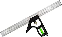 Esquadro Combinado com Nível Régua Inox 30cm 12 Polegadas Profissional em Aço Inoxidável