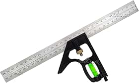 Esquadro Combinado com Nível Régua Inox 30cm 12 Polegadas Profissional em Aço Inoxidável