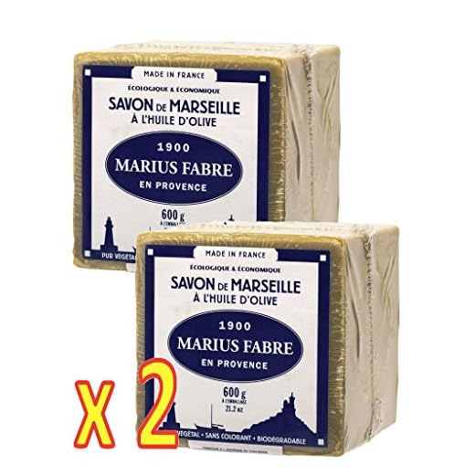 Marius Fabre - SAVON DE MARSEILLE ˆ l'Huile d'Olive Cube de 600 Gr - Lot de 2 Cubes 600 Gr