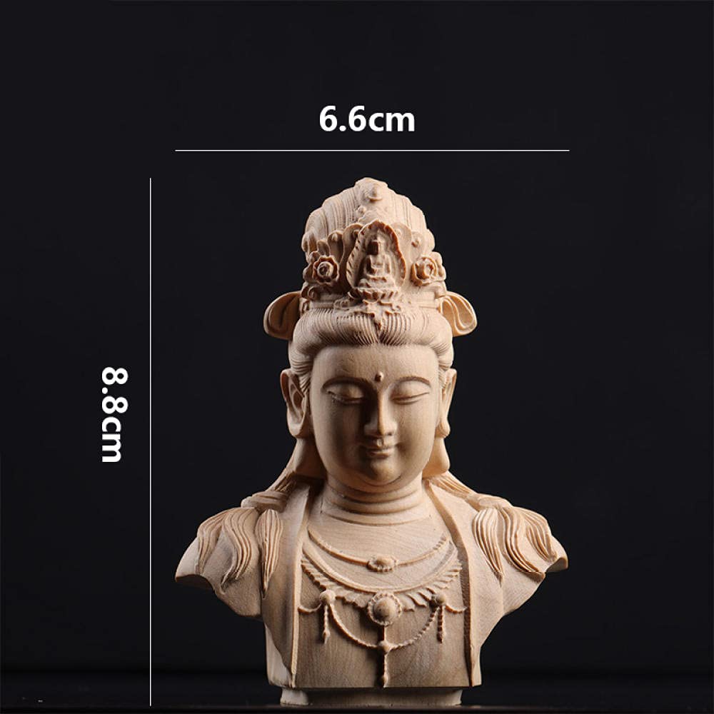 Amazon.co.jp: 装飾飾りフィギュアツゲ観音菩薩の頭の彫刻仏の木製の