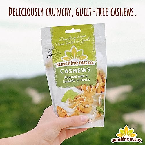Whole Roasted Lightly Salted Cashews By Sunshine Nuts Co., Gluten Free, Peanut Free And Vegan Individual Snack Packs For Kids And Adults, Gmo Free, Handful Of Herbs Flavor, 2 Pack, 7 Oz. Each #TOP3