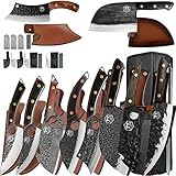 XYJ Full Tang Chinese Vegetable Cleaver Stainless Steel Boning Knife Hammer Finished Non-stick Chef Knives Cutter With Carry Sheath For Kitchen Camping