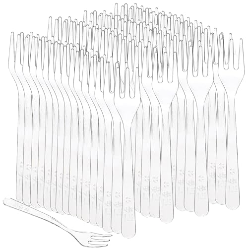 HningBuyox 800 Pieces Tasting Mini Forks, 3.7 Inch Clear Plastic Forks for Appetizers, Fruit, Dessert, Cake, Catering, Reusable Tiny Utensils, Dishwasher-Safe