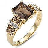 Huanhuan Womens Yellow Gold Plated Princess Cut Pinky Unisex Created Brown Cz Wedding Anniversary Ri