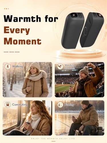 Zdkll Hand Warmers Rechargeable, Magnetic Electric Hand Warmer, Black | High-capacity, 2-packs with Display Screen, 3 Heat Levels up to 140°F, Quick Heating, Ideal Gift for Parents Family or Friend