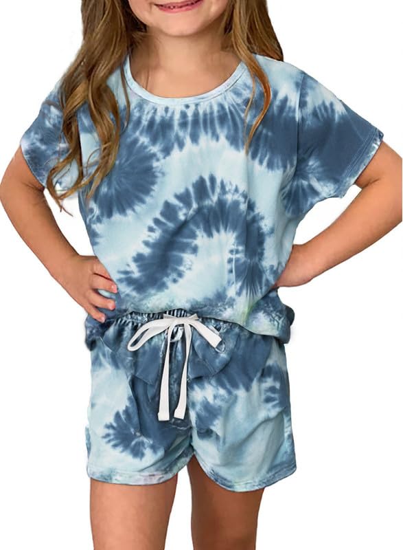 Image of Dokotoo Girl's Summer Cute T-Shirt and Shorts Set with Side Pockets