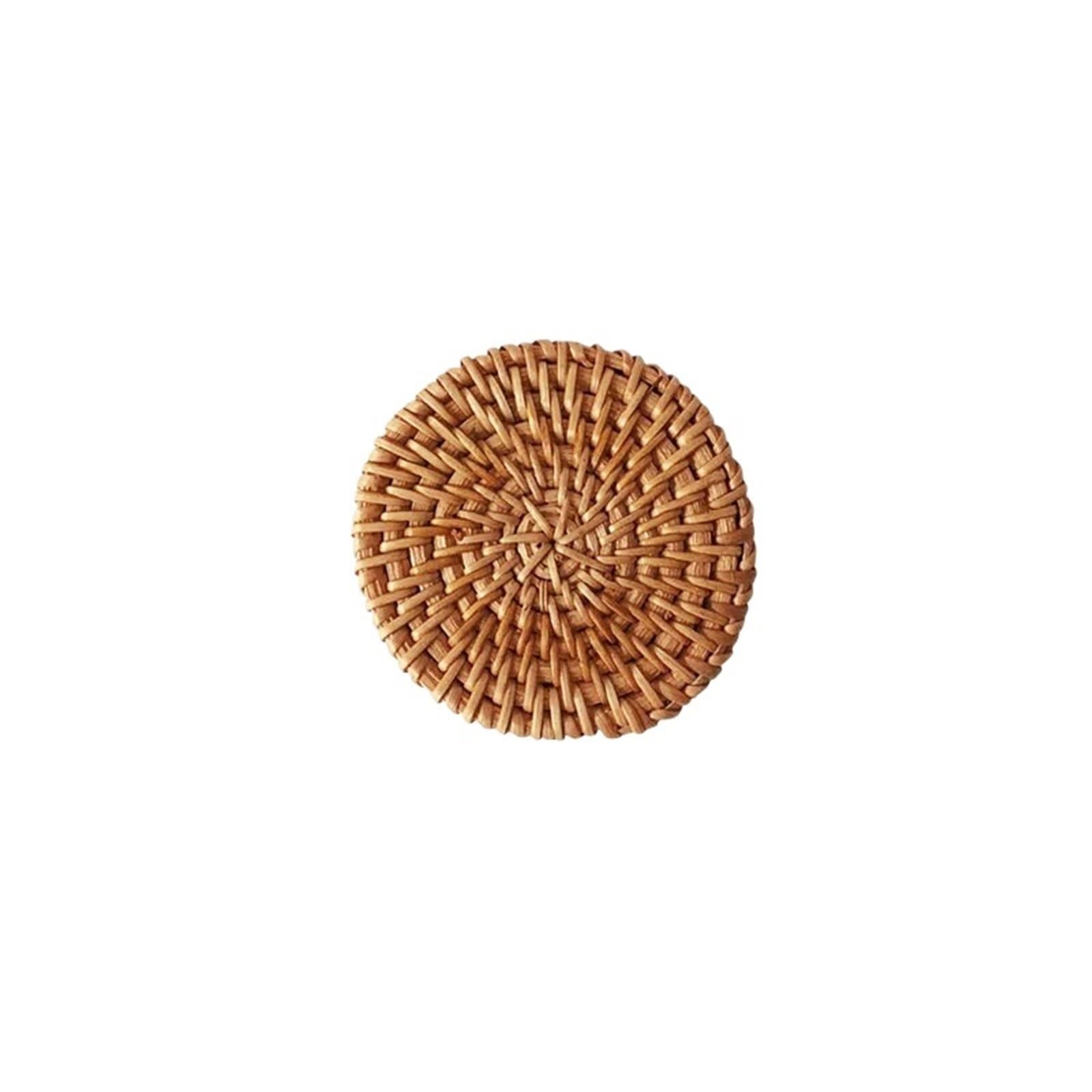 6 Pcs 8-20cm Placemat Pad Coasters Handcrafted Table Mats rattan coaster Bowl Padding Mat Insulation Round Tea Placemats For Drinks Home(8CM)