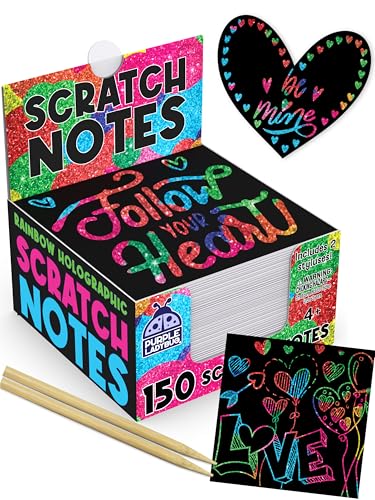 Product Image of the PURPLE LADYBUG Rainbow Holographic Scratch Art Mini Notes - Kids Easter Basket...