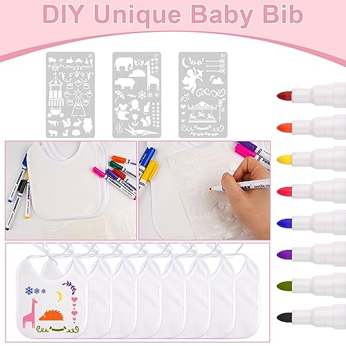 Ailvor 8 Stück Lätzchen zum Bemalen, Baby Party Spiele, Weiß – Ansicht 4